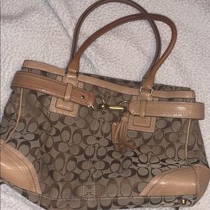 Traditional brown coach purse